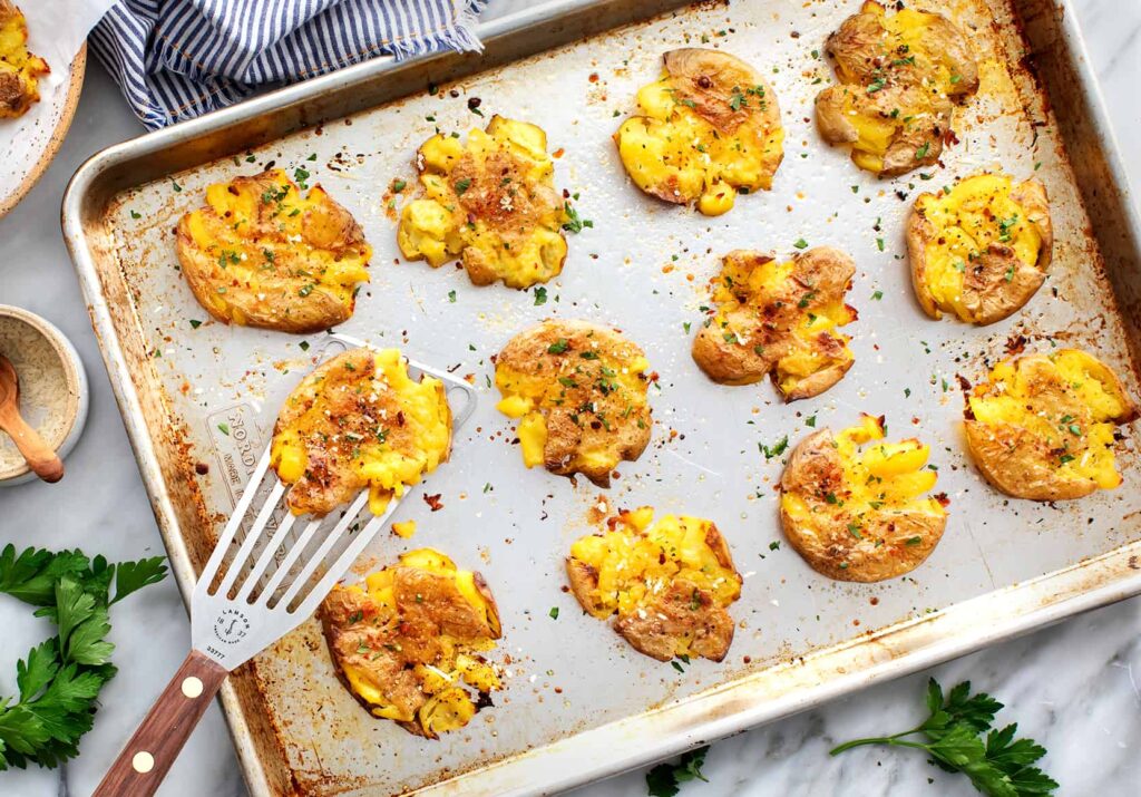 Easy Smashed Baby Red Potatoes Recipe - feastfulcuisine.com